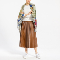 鄂尔多斯ERDOS 纯山羊绒精纺印花女式围巾披肩