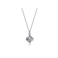 Tiffany & Co./蒂芙尼Atlas系列925银Cube罗马数字立方吊坠项链