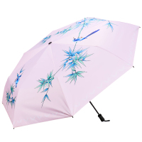 天堂伞(731E) 晴雨伞太阳伞遮阳伞三折黑胶防晒伞双层伞(1把) 竹韵粉色