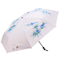 天堂伞(731E) 晴雨伞太阳伞遮阳伞三折黑胶防晒伞双层伞(1把) 竹韵米色