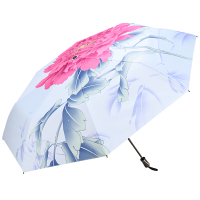 天堂伞(732E) 晴雨伞太阳伞遮阳伞三折黑胶防晒伞双层伞(1把) 牡丹蓝色