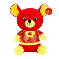 SCP 50cm唐装福字鼠毛绒玩具 SCP-11851 鼠年吉祥物唐装老鼠公仔招才生肖鼠可爱娃娃玩偶(100个起订)