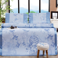 TSD苹果家居 蓝色妖姬提花冰丝凉席(三件套)180x198cm PG-X6903
