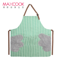 美厨(maxcook)围裙 可擦手加厚布料厨房围裙 防污防油防水家居围裙 绿色MCPJ146