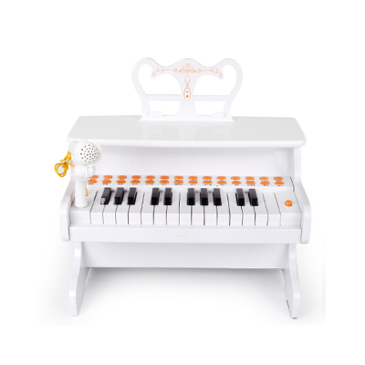 宝丽 朗朗之声 儿童古典钢琴 电子琴带麦克风早教宝宝钢琴可充电立体音效音乐玩具早教益智玩具 白色