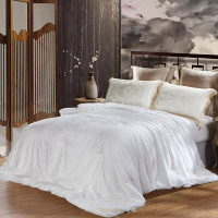 水星家纺1501 桑蚕丝被子四季被芯 倾城花开桑蚕丝春秋被 全棉提花面料床上用品 双人200*230cm(套)