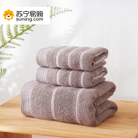 恒源祥家纺浴巾纯棉成人男女吸水家用速干加厚大浴巾裹巾HYX001MJ 舒馨浴巾三件套(灰色)JU