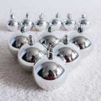 递乐圣诞彩球 6CM银色圣诞球 亮光电镀球 圣诞树装饰品