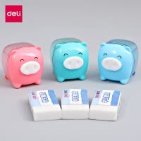 得力deli0587橡皮+卷笔刀 套装削笔器 学生削笔刀 铅笔刀 卷笔刀 削笔机