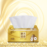 清风厂家直供家用原木纸品金装三层130抽/包抽纸迷你型抽取式面纸BR85SJ 8提/箱