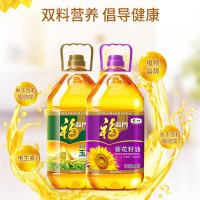 福临门压榨一级葵花籽油+黄金产地玉米油3.5L*2礼盒装