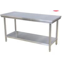 企购优品 企业定制款不锈钢双层工作台 1500*700*800 台面/层板均为1mm 不锈钢板 衬板16mm平心板