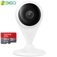 360 摄像头监控 小水滴AI版高清夜视1080P家用wifi监控器 室内无线网络摄像头手机远程智能摄像机+32G内存卡