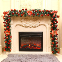 东龙浩宇圣诞藤条2.7米豪华加密摆件带灯圣诞树节装饰品金红花环