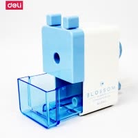 得力deli0744手摇转笔刀削笔器简约韩国风小清新创意卡通可爱自动铅笔刀多功能卷笔刀文具蓝色