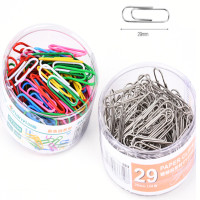 [精选]镀镍金属彩色回形针筒装办公用品防锈回型曲别针文具