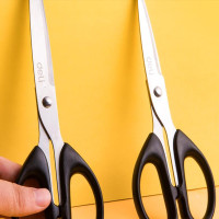 【精选】得力不锈钢家用剪刀办公便携手工裁缝剪工业剪纸厨房专用多功能学生美工裁布文具(颜色随机）