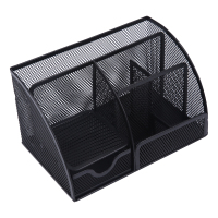 晨光(M&G)文具ABT98449/金属网状七格笔筒 多功能桌面办公收纳盒 黑色 单个装(个)