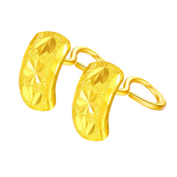 翠绿 黄金耳饰 足金999女款车花黄金耳钉一对 金重约2.4-2.5克 A01000050334