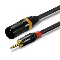 中控3.5mm转卡侬母手机电脑声卡连调音台音频线3.5转卡农公电容麦克风话筒线三芯XLR卡农孔转3.5公转换头(10米)