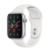 Apple Watch Series5 智能手表GPS + Cellular 40毫米 银色铝金属表壳搭配白色运动表带