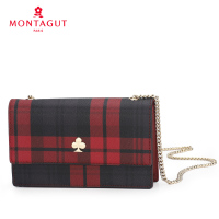 梦特娇新款女包 时尚格纹 链条小方包 单肩斜挎包女 商场同款正品