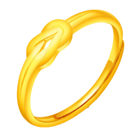 翠绿 黄金戒指 足金999女款同心结活口戒指 金重约2.2-2.3g A01000021365