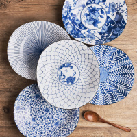 波佐见波佐见日本进口蓝绘陶瓷餐具五入礼盒装31302
