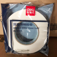 得力(deli)LH 双面泡沫胶带 强力泡沫海绵胶 厚型双面胶条 宽24mm长4.5m 10个装