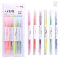 得力deli 荧光笔S627 双头 混色6支装 12袋/组