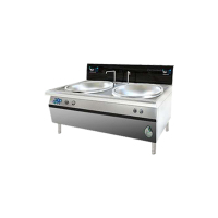 明钢 kym-SDC600-2电磁双头大炒灶 不锈钢双头炒灶 商用炒灶 双头电磁炒灶12kw大炒炉学校饭堂大锅灶