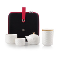唯都 水悦旅行便携陶瓷茶具茶杯茶壶套装 W-S14