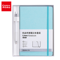 [苏宁]齐心(Comix)A5 122张 简约棉麻布面笔记本子/记事本/日记本礼盒套装(配按动中性笔) 粉绿 C5904