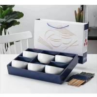 简约欧式陶瓷碗筷套装 ( 20套/箱)6碗6筷