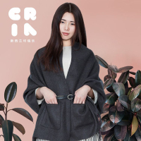新西兰Cria 羊毛披肩版围巾 (灰格子)65*190