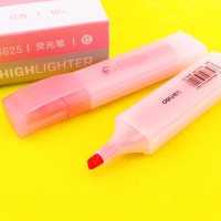 得力(s625) 荧光笔 透明笔杆荧光笔标记笔 粉色五支