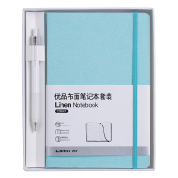 齐心(COMIX) A5 122张 简约棉麻布面笔记本子/记事本/日记本套装(配按动中性笔) 颜色随机 C5904T