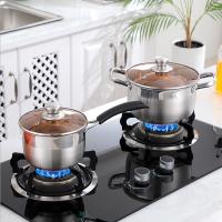 广海304不锈钢奶锅加厚单柄婴儿辅食煮面双耳小汤锅电磁炉