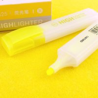 得力 (s625)荧光笔 透明笔杆荧光笔标记笔 黄色五支
