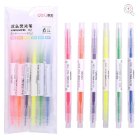 得力(deli) 双头荧光笔S627 12袋/组