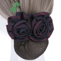 小布娘子 韩国简约发夹发网蝴蝶结职业头花工作头饰网兜女zm LK-4407双花