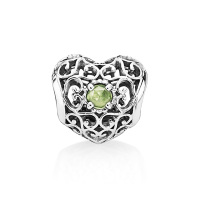 PANDORA潘多拉 串珠八月925银 橄榄石串饰 791784PE