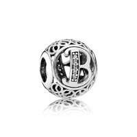 PANDORA潘多拉 复古字母B 925银串珠 791846CZ