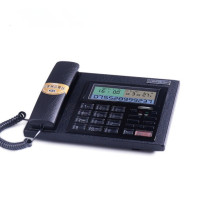 得力(deli) LH 真皮电话机座式固话商务 黑色 CHINO-E C097