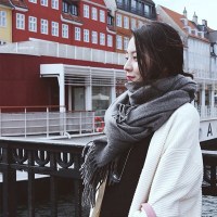 羚羊早安围巾新款韩版格子围巾女冬季针织围脖百搭加厚保暖