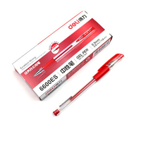 得力6600ES中性笔0.5MM(红)办公签字笔水笔 办公文具