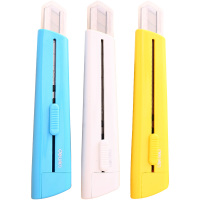 得力 deli 附折刀器小号美工刀 2052 9mm (混色) 24把/盒 (颜色随机)