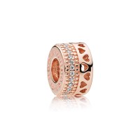 PANDORA潘多拉 玫瑰金色PANDORA的心小串饰 787415CZ