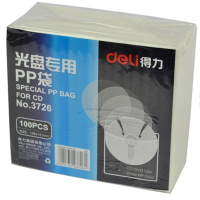 得力(deli)3726加厚单片光盘袋 CD光盘PP袋光碟保护袋双面CD袋防磨防尘 100片/包 单包价格