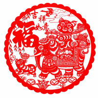 SCP 27*27cm窗贴 SCP-12665 剪纸窗花彩色静电膜春节装饰品门窗玻璃贴画墙贴 (100张起订)